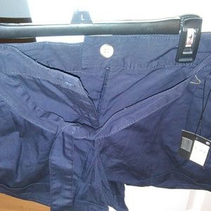 Blue cargo shorts with matching belt